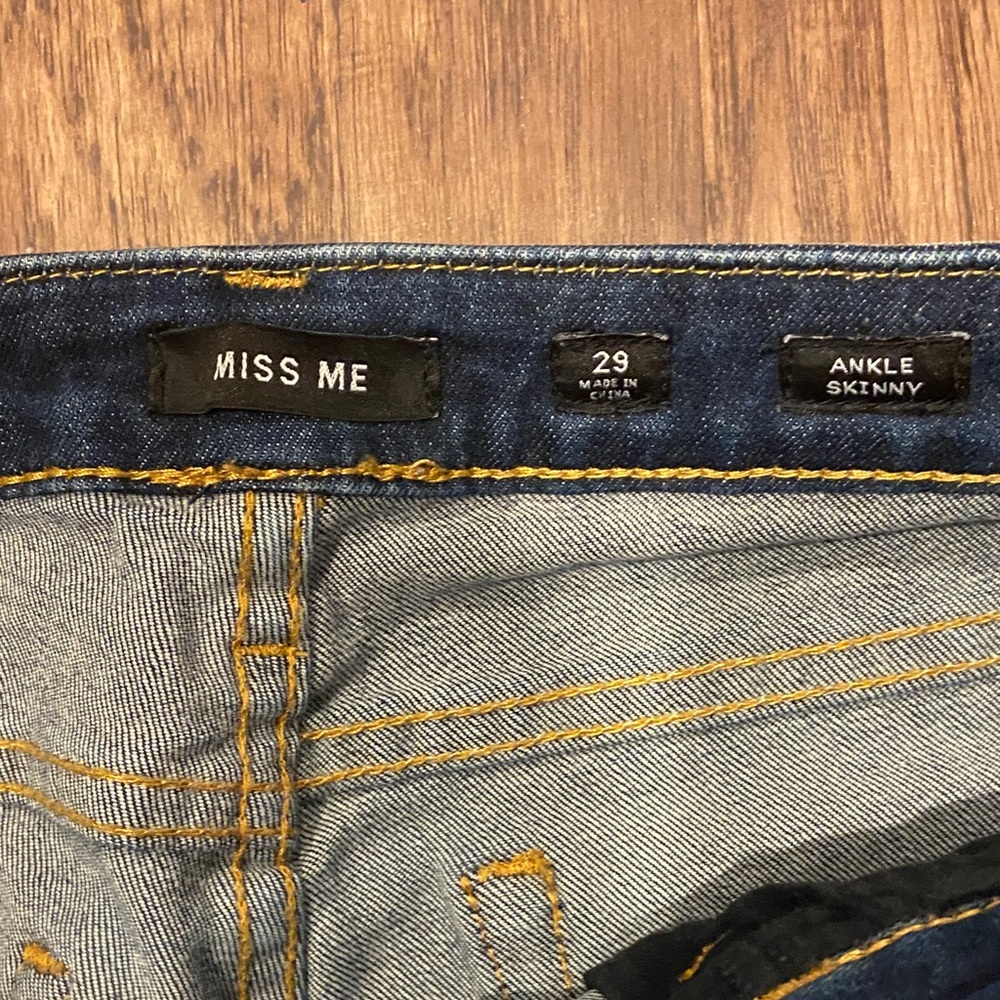 Miss Me Dark Blue Embellished Side-Stripe ankle skinny jeans size 29 - Picture 5 of 7